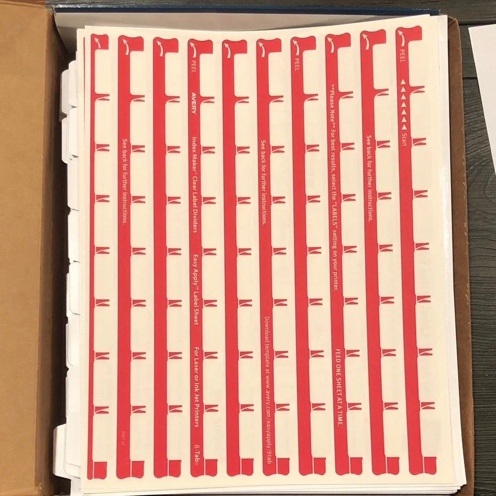 Avery 8 Tab Print & Apply Clear Label Dividers